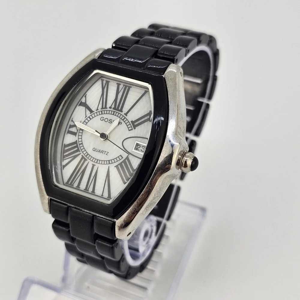 Gossip Watch Women 38MM White Dial Date Black Bands 6.5